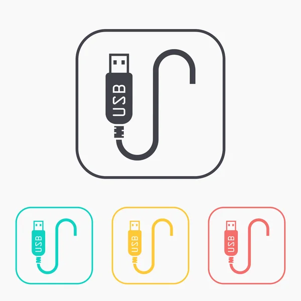 USB kablo simge renk seti