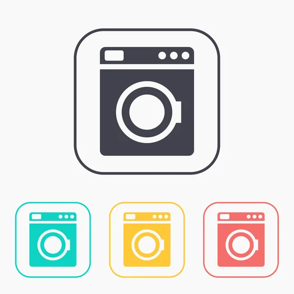 Ícone da máquina de lavar roupa conjunto de cores — Vetor de Stock