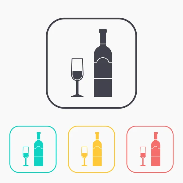 Zestaw ikon kieliszek do wina z butelki kolor — Wektor stockowy