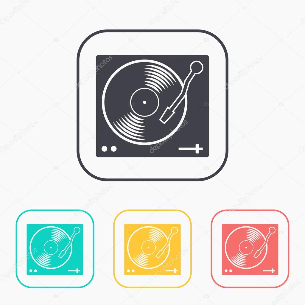 vinyl player icon color set
