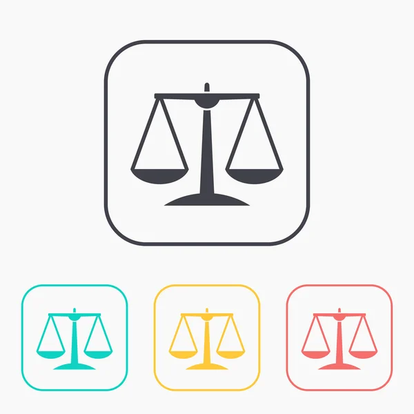 Justice scale color icon set — Stock Vector