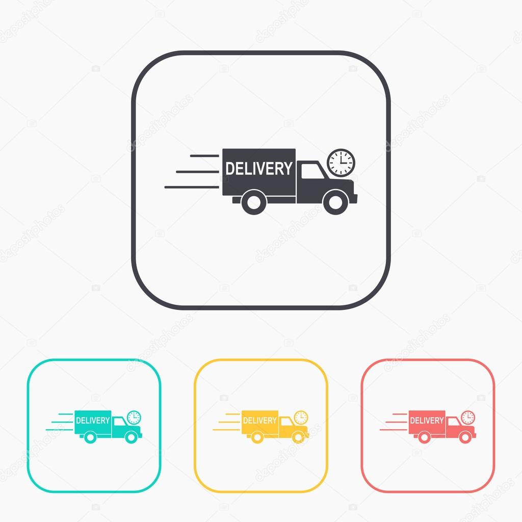 Delivery truck with clock icon color set