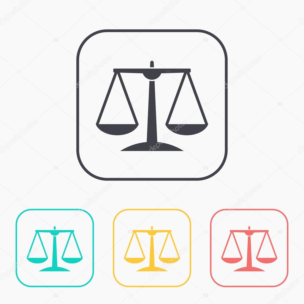 Justice scale color icon set