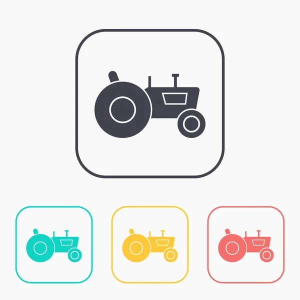 Traktor web color icon set, vektorillustration — Stockvektor