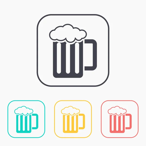 Set de iconos de vidrio de color cerveza — Archivo Imágenes Vectoriales