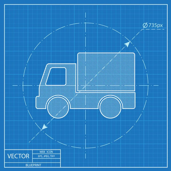 Ciężarówka dostawa wektor plan ikona — Wektor stockowy