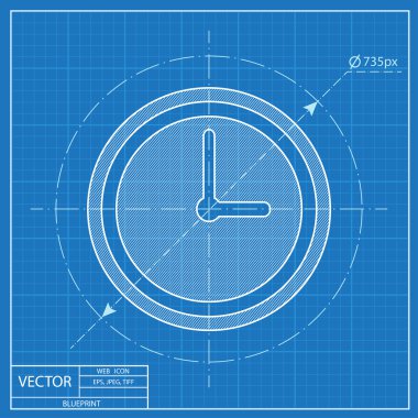 Saat yüzü vektör blueprint simgesi 