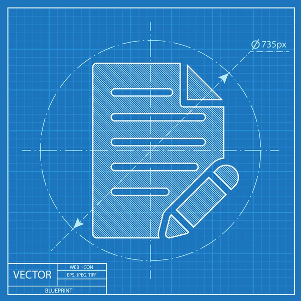 Documento com caneta vetor modelo ícone — Vetor de Stock