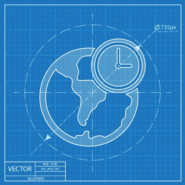 Globe avec icône de modèle vectoriel d'horloge — Image vectorielle