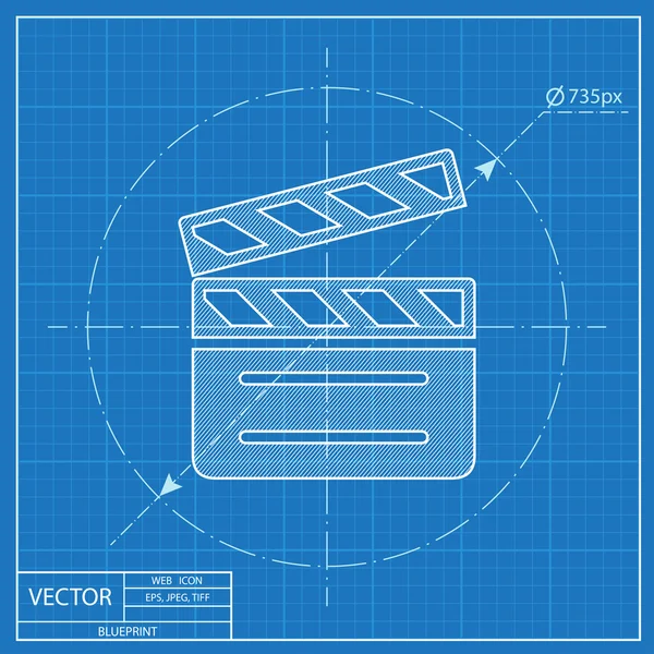 Film clapperboard vector blueprint icon — Stock Vector