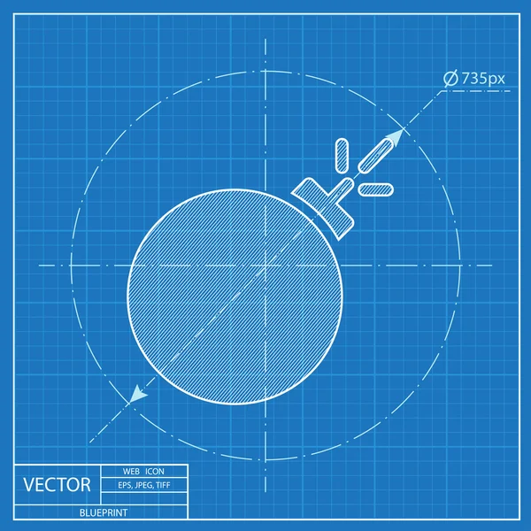 Yanan Bomba vektör blueprint simgesi — Stok Vektör
