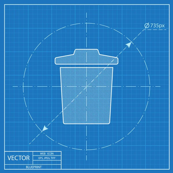 Lixo bin ícone do plano vetorial — Vetor de Stock