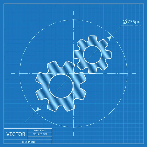 Dos engranajes vector icono plano — Vector de stock