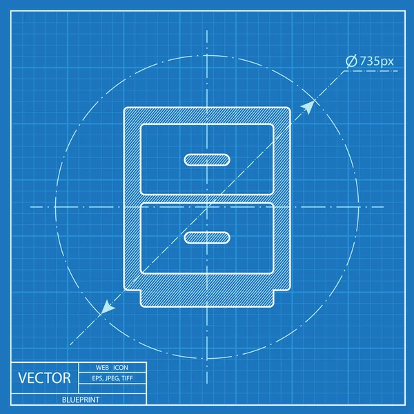 Office çekmece vektör blueprint simgesini — Stok Vektör