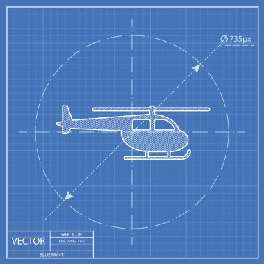 Helikopter vektör blueprint simgesi 