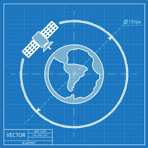 Vetor de satélite artificial no espaço, ícone de planta plana — Vetor de Stock