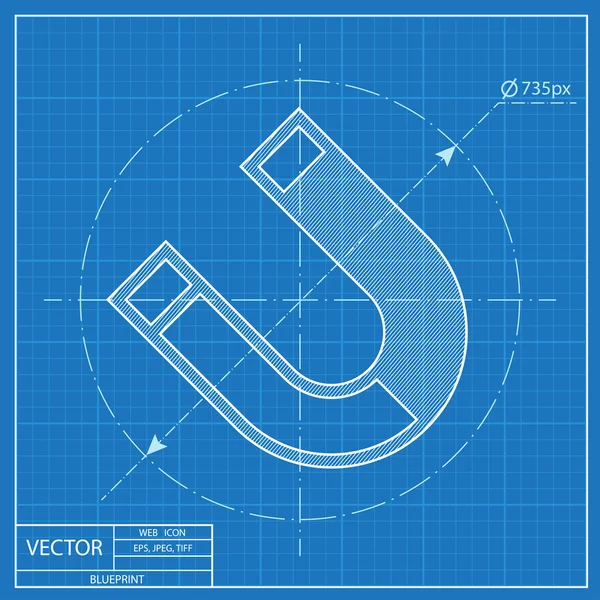 Ícone de plano vetorial ímã — Vetor de Stock