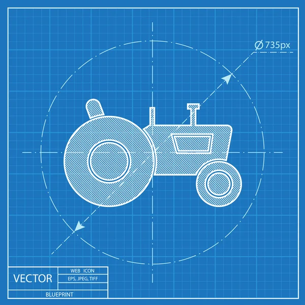 Traktor Web Blaupause Symbol, Vektorillustration — Stockvektor