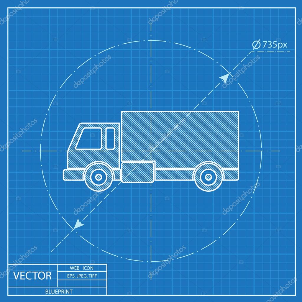 Delivery truck blueprint icon