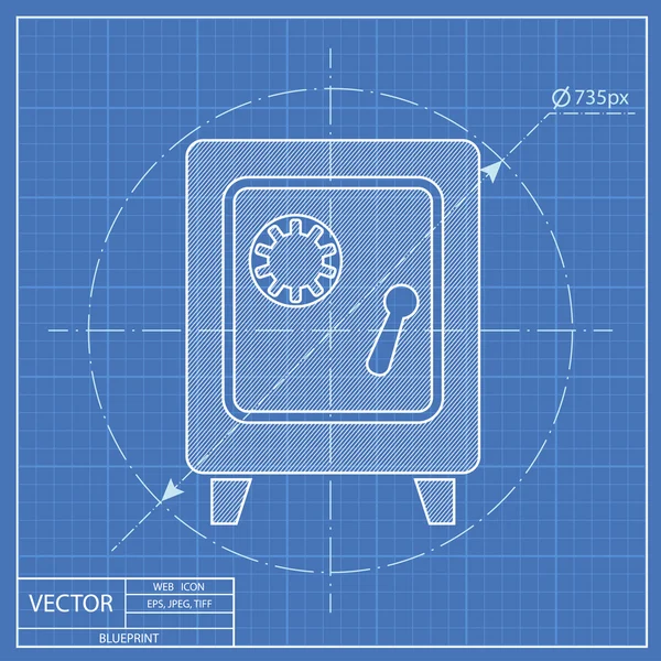 Safe vector blueprint icon — Stock Vector