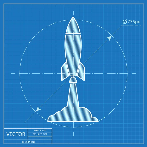 Roket blueprint simgesi başlayarak, illüstrasyon vektör 