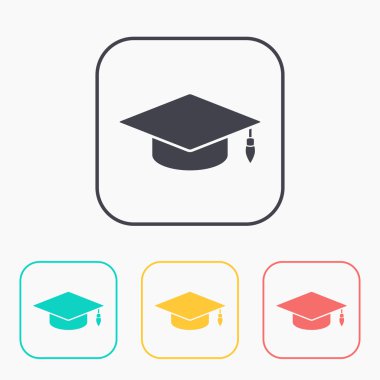 Akademik şapka vektör renk Icon set 