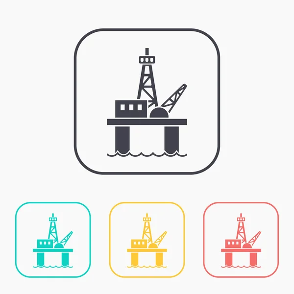 Farbsymbolset für Ölplattform — Stockvektor