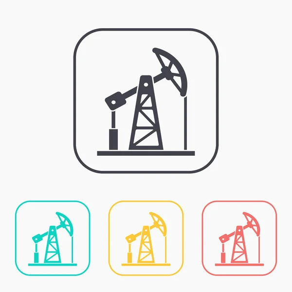 Oil pump jack color icon set — Stock Vector