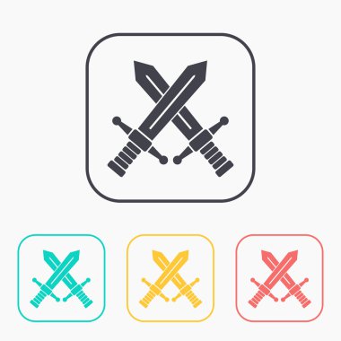 çapraz kılıç renk Icon set vektör 