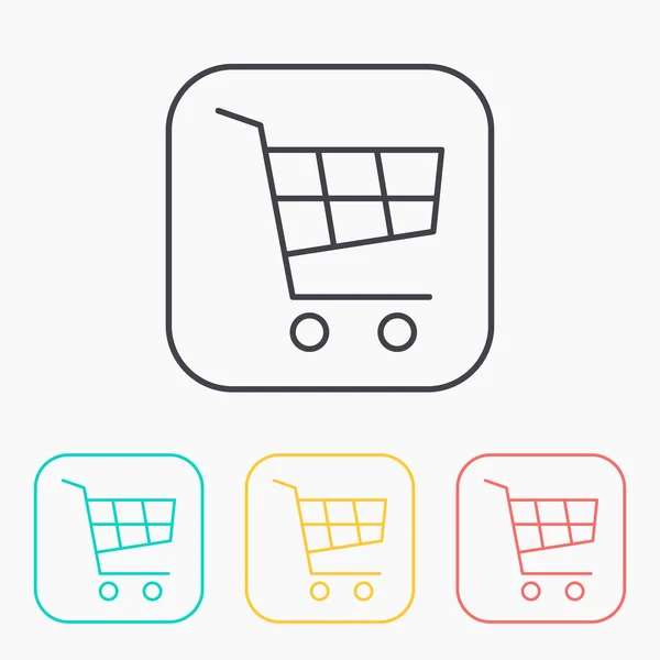 Shopping cart outline color icon set — Stock Vector