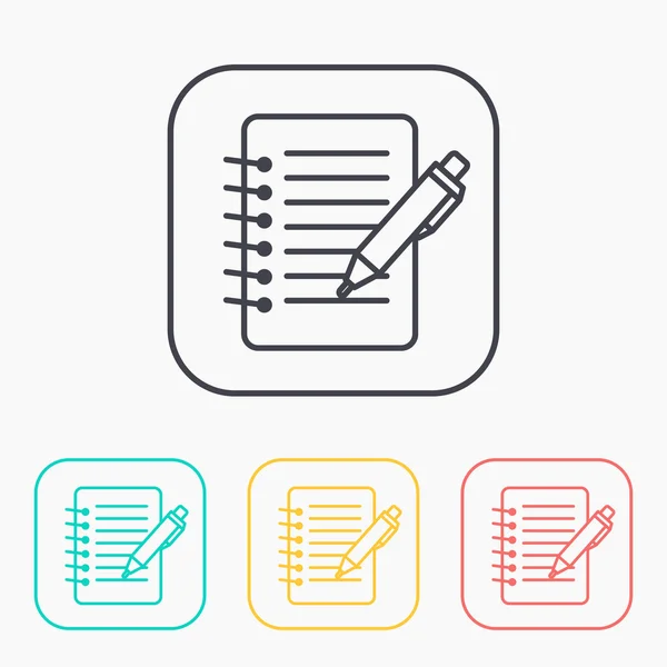 Notebook met pen kleur icon set — Stockvector