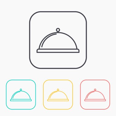 Yemek tabağı hizmet işaret Icon set renk 