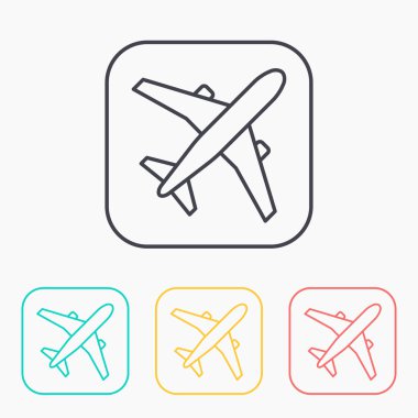 Uçak vektör renk Icon set 