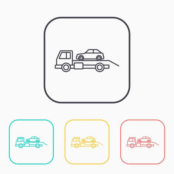 Tow car evacuation color icon set — Stock Vector