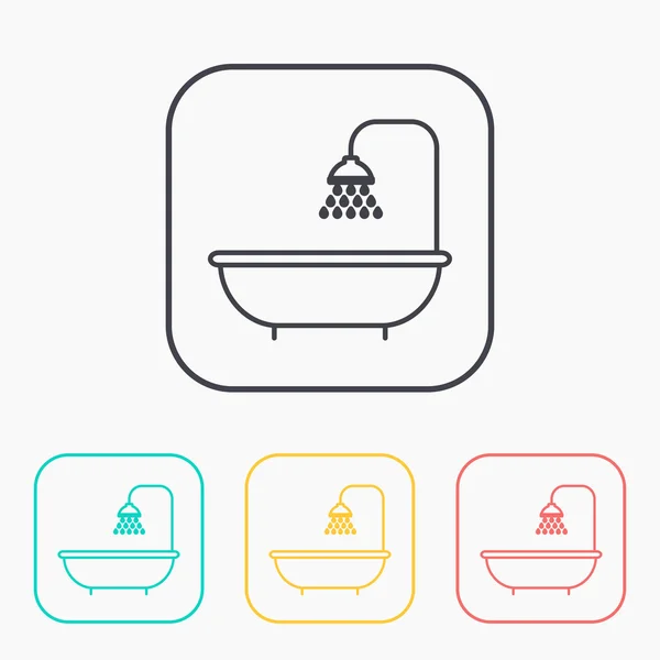 Shower color icon set. Bathroom symbol — Stock Vector
