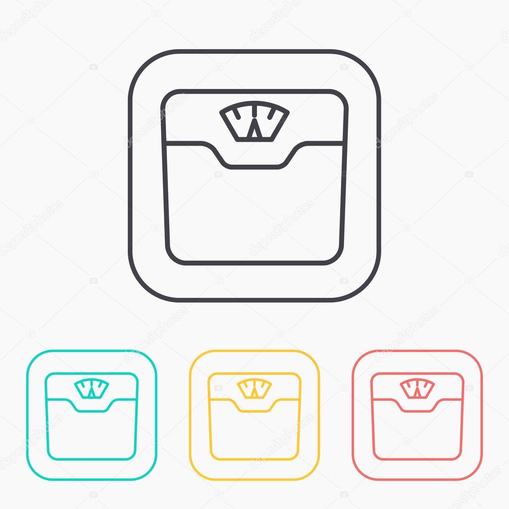 Vector Bathroom Weight Scale Color Icon Set Stock Vector
