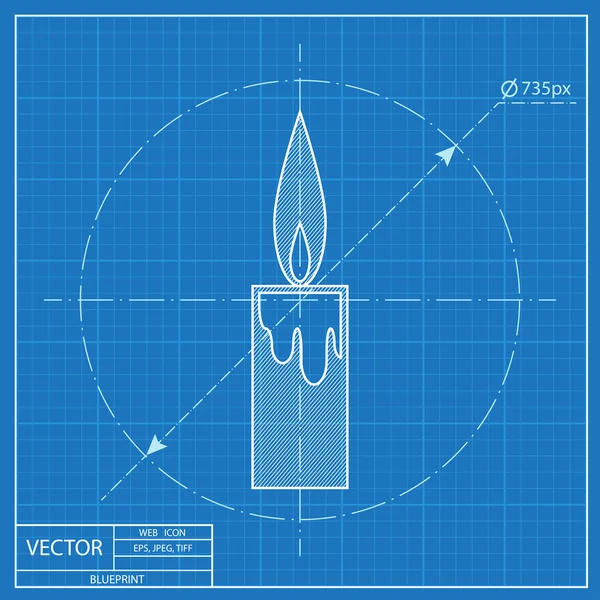 Blueprint ikon gyertya — Stock Vector