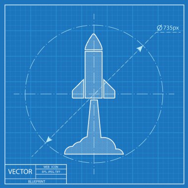Başlangıç roket vektör simgesi. Plan stil
