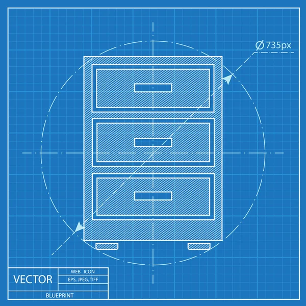 Szekrény ikonra. Blueprint stílus — Stock Vector