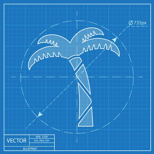 Palmiye ağacının vektör simgesi. Plan stil — Stok Vektör
