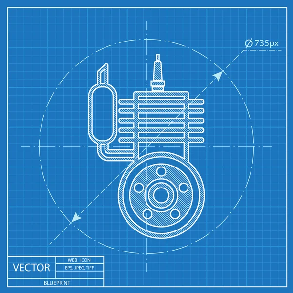 Blaupause Ikone des Motors Stockillustration