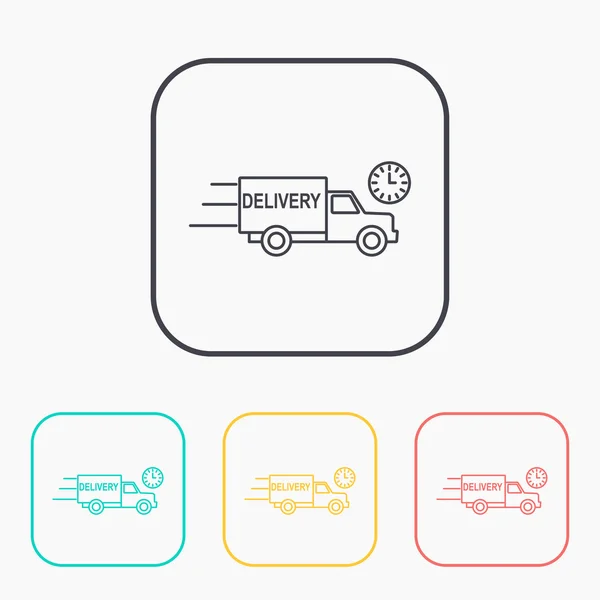 Caminhão de entrega com ícone do relógio — Vetor de Stock
