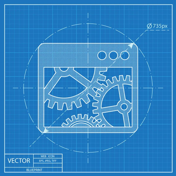 Векторная иконка окна параметров. Blueprint style — стоковый вектор