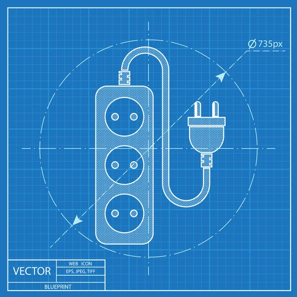 Ícone do cabo de extensão. Estilo de planta — Vetor de Stock