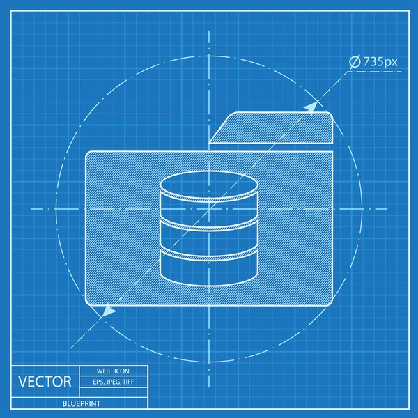 Carpeta de base de datos. Estilo Blueprint — Vector de stock