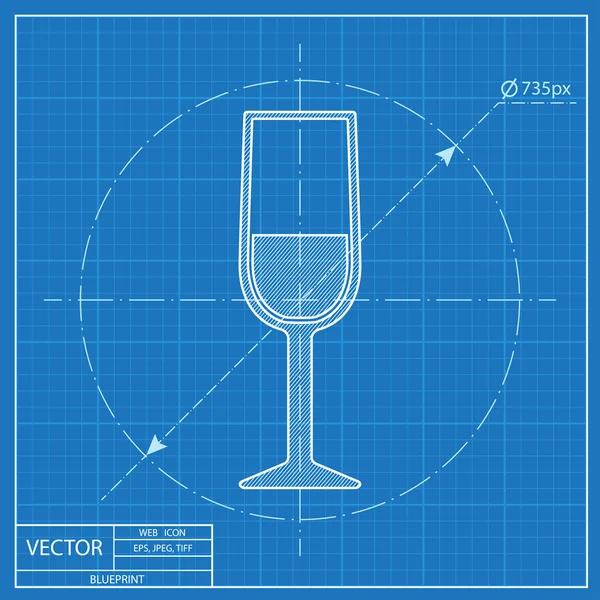 Blaupause für das Weinglas Stockvektor