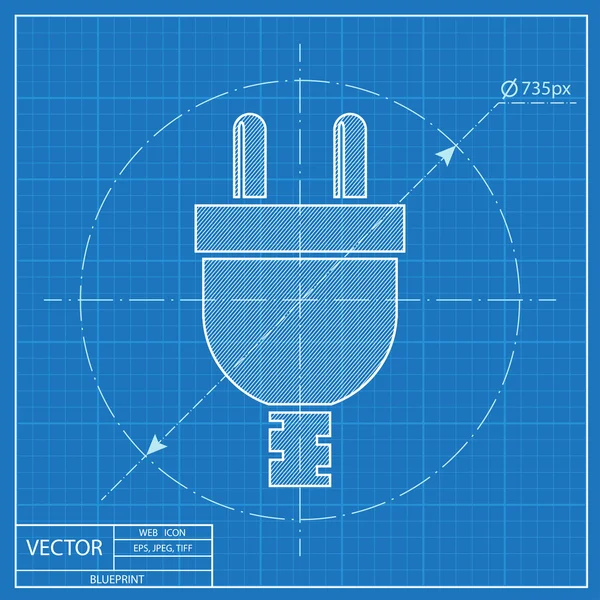 Blueprint icon of plug — Stock Vector