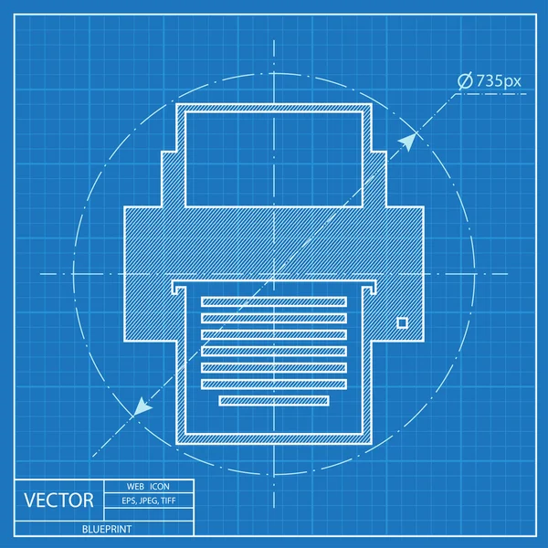 Значок чертежа принтера — стоковый вектор