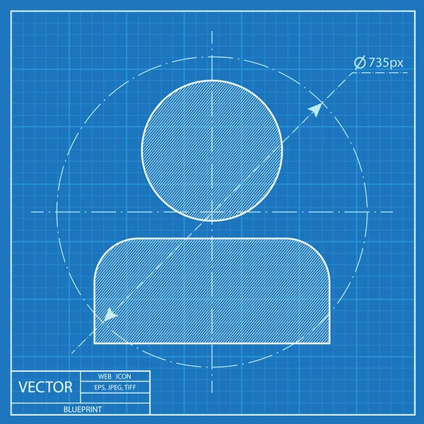 Blueprint ikon, személyt avatar — Stock Vector