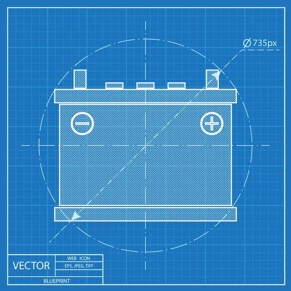 Akümülatör Blueprint simgesi — Stok Vektör